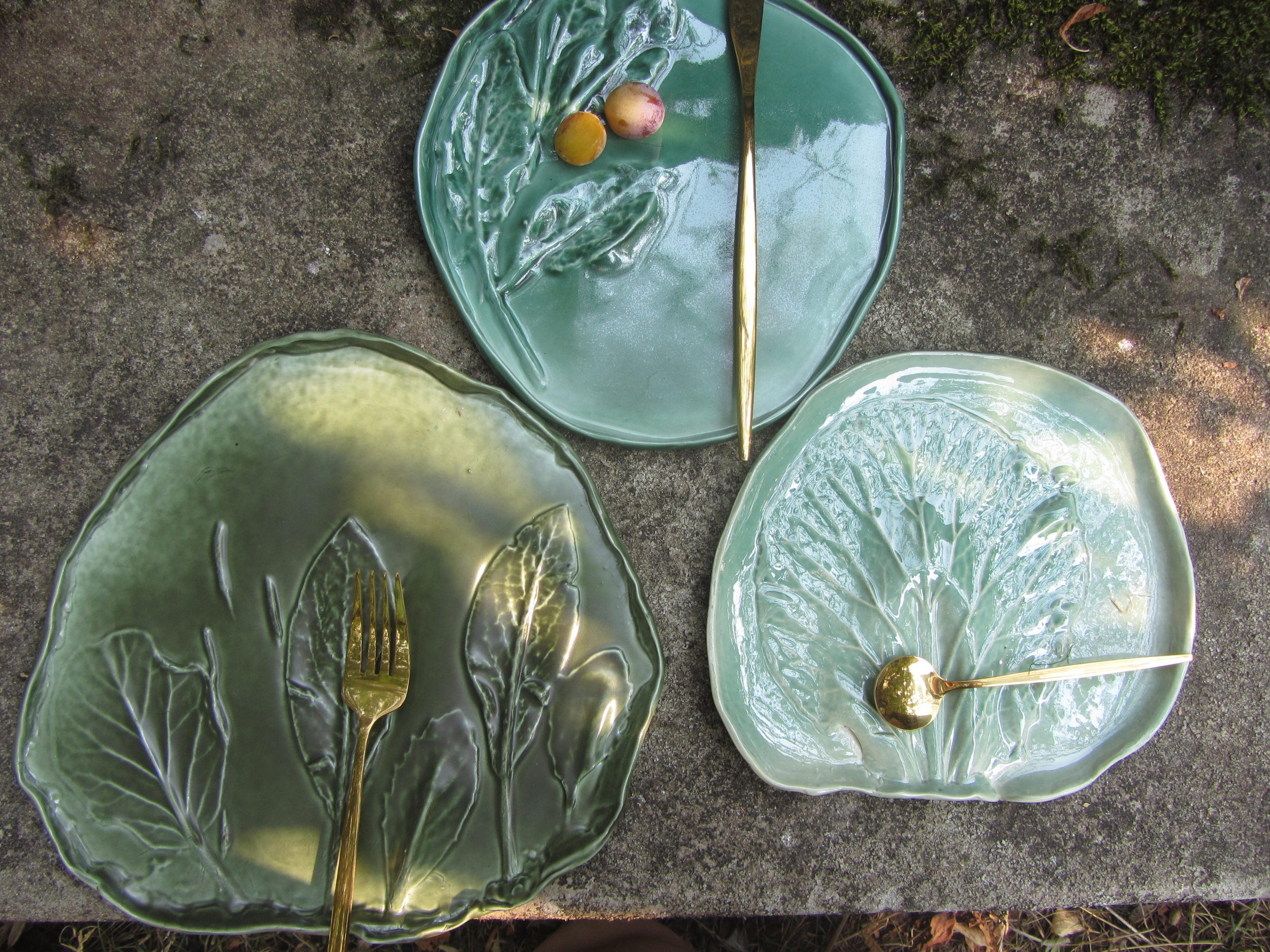 Assiette impression végétale